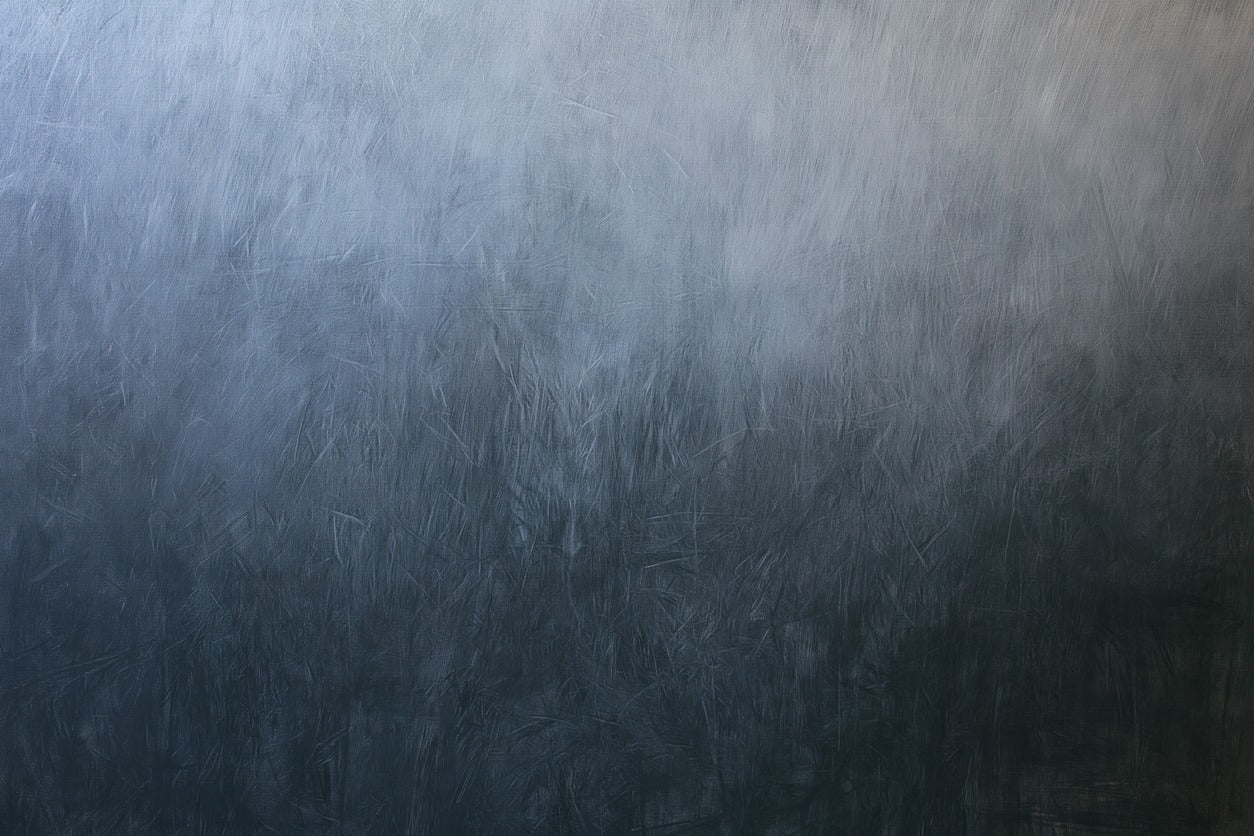 Blue gray abstract with soft vertical scraping and a dark charcoal lower field