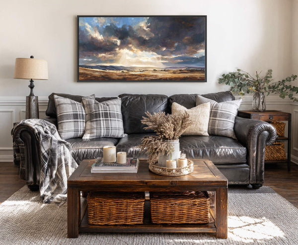 Canvas wall art in interior setting.