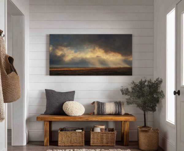 Canvas wall art in interior setting.