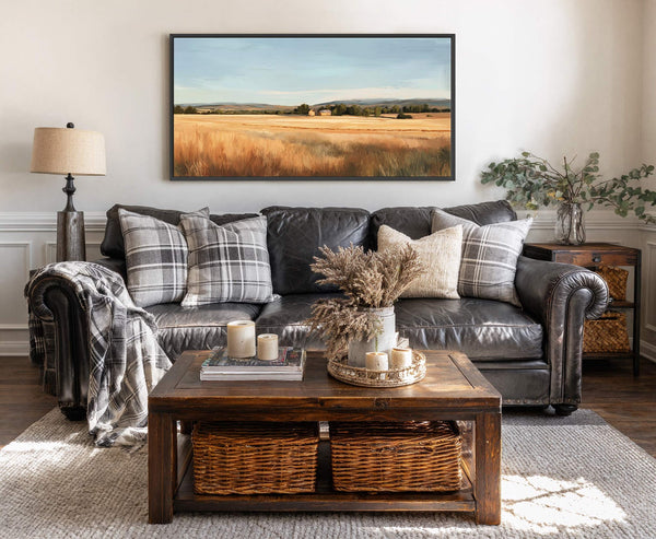 Canvas wall art in interior setting.