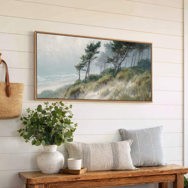 Canvas wall art in interior setting.