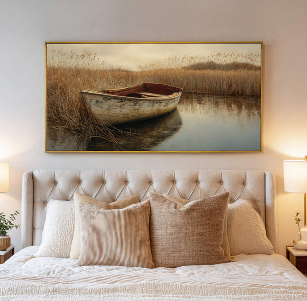 Canvas wall art in interior setting.