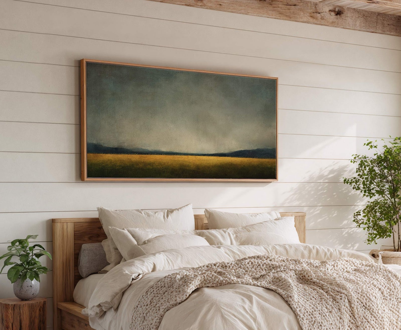 Canvas wall art in interior setting.