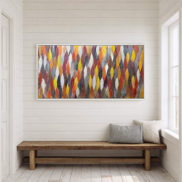 Canvas wall art in interior setting.