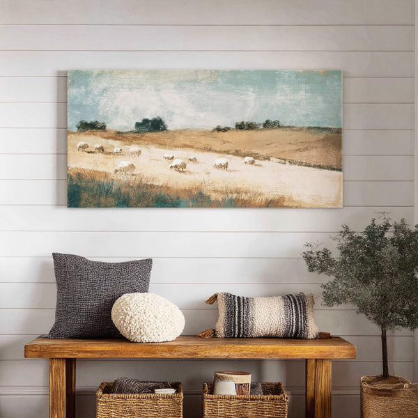 Canvas wall art in interior setting.