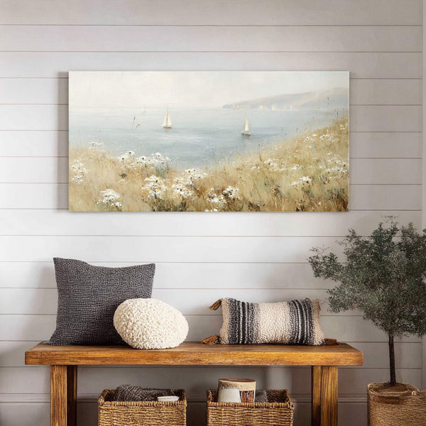 Canvas wall art in interior setting.