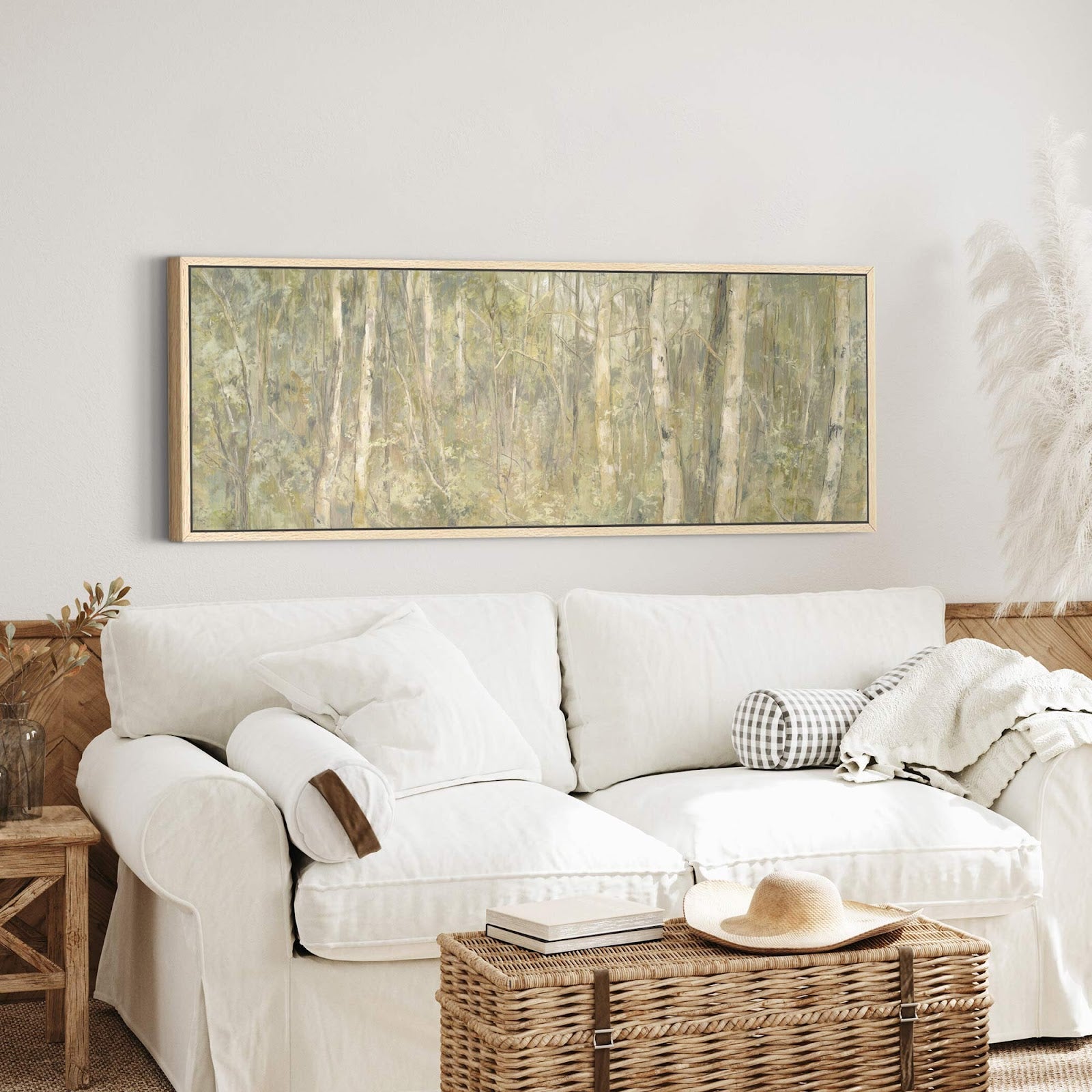 Canvas wall art in interior setting.