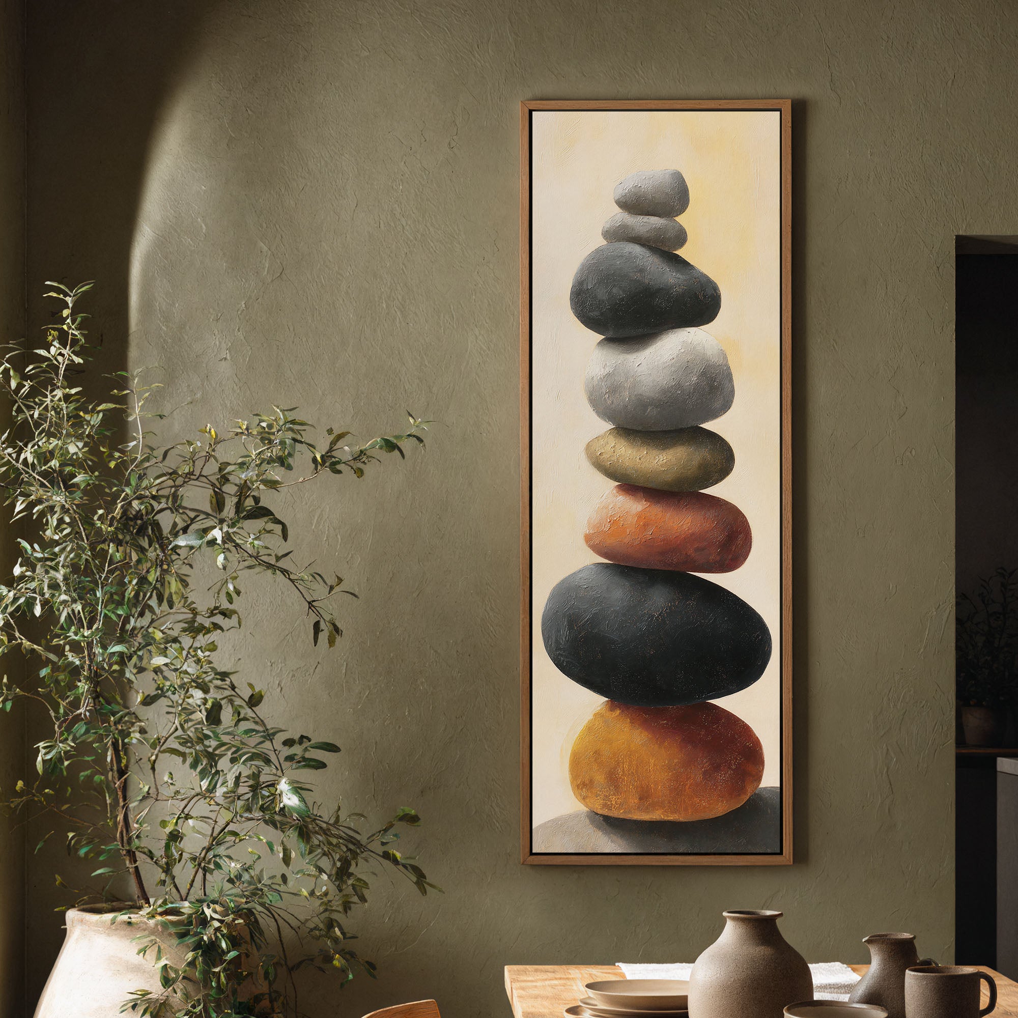 Zen Stacked Stones Vertical Canvas Print