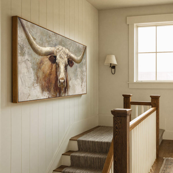 Canvas wall art in interior setting.