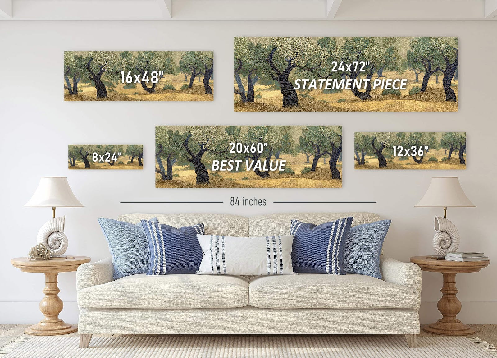 Canvas wall art in interior setting.