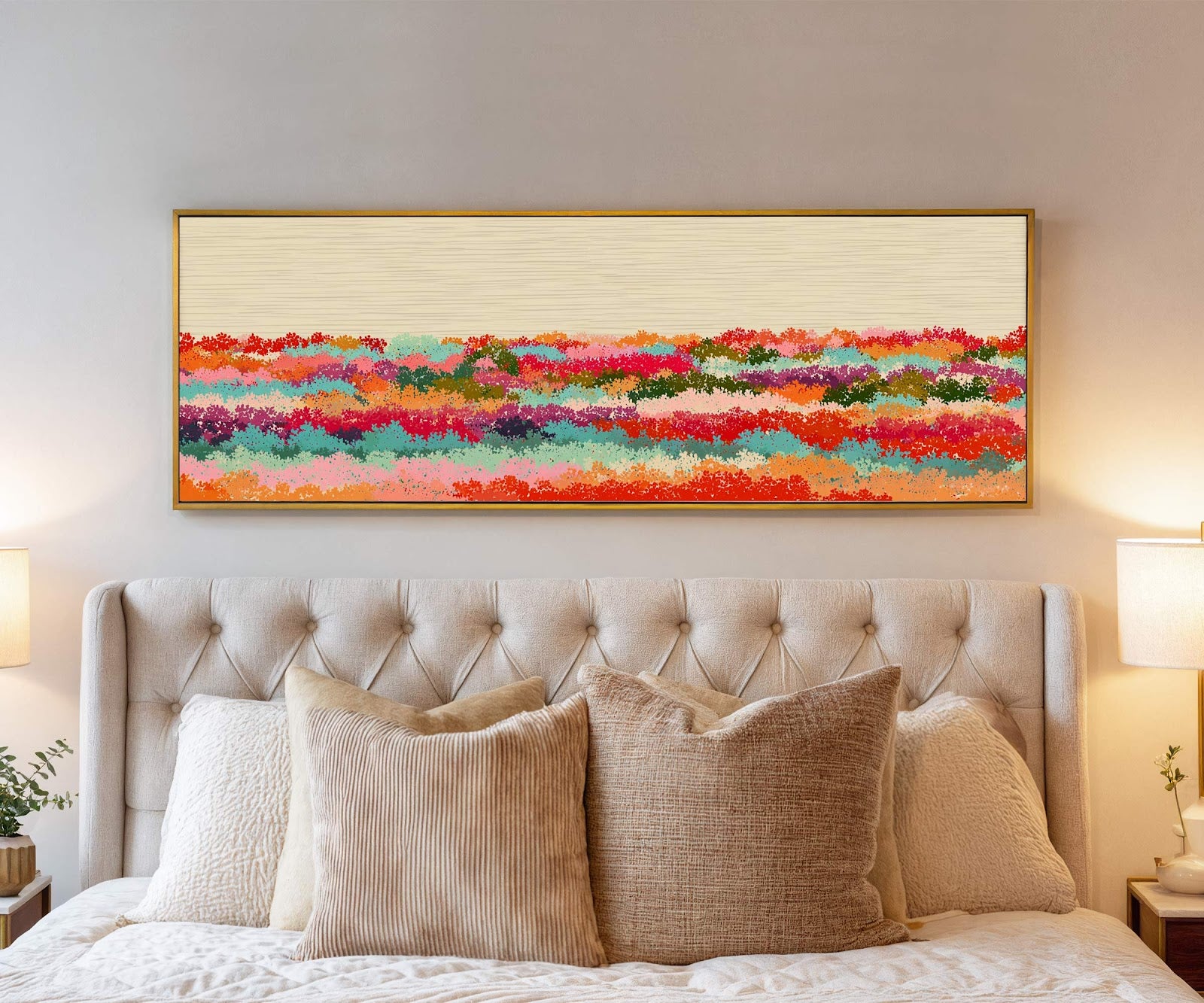 Canvas wall art in interior setting.