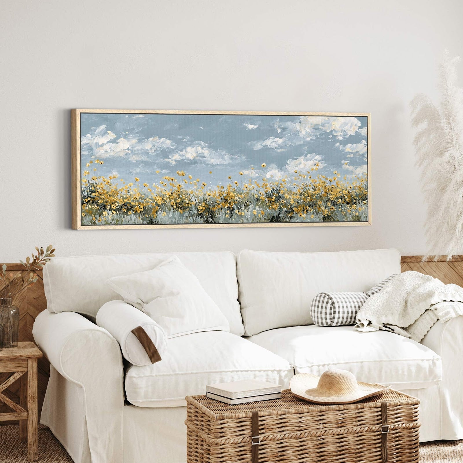 Canvas wall art in interior setting.