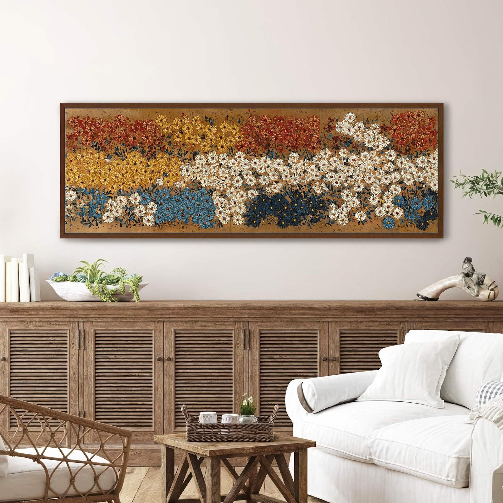 Canvas wall art in interior setting.