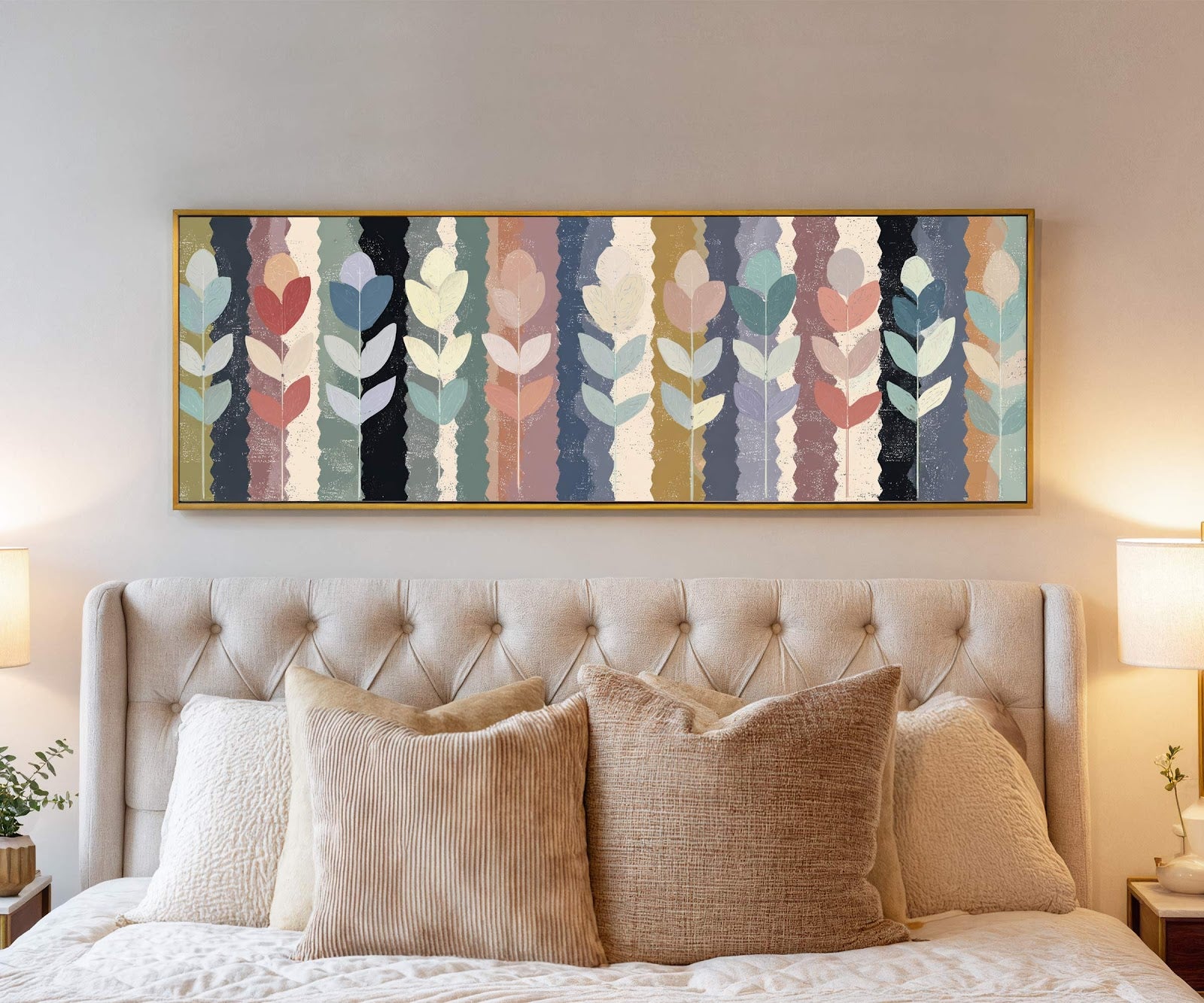 Canvas wall art in interior setting.