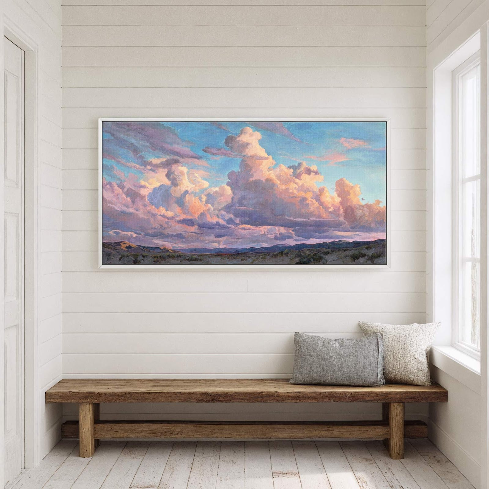 Canvas wall art in interior setting.