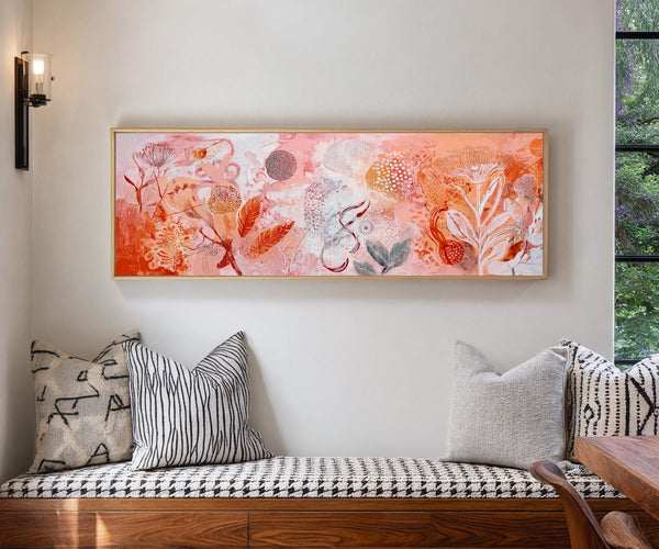 Canvas wall art in interior setting.