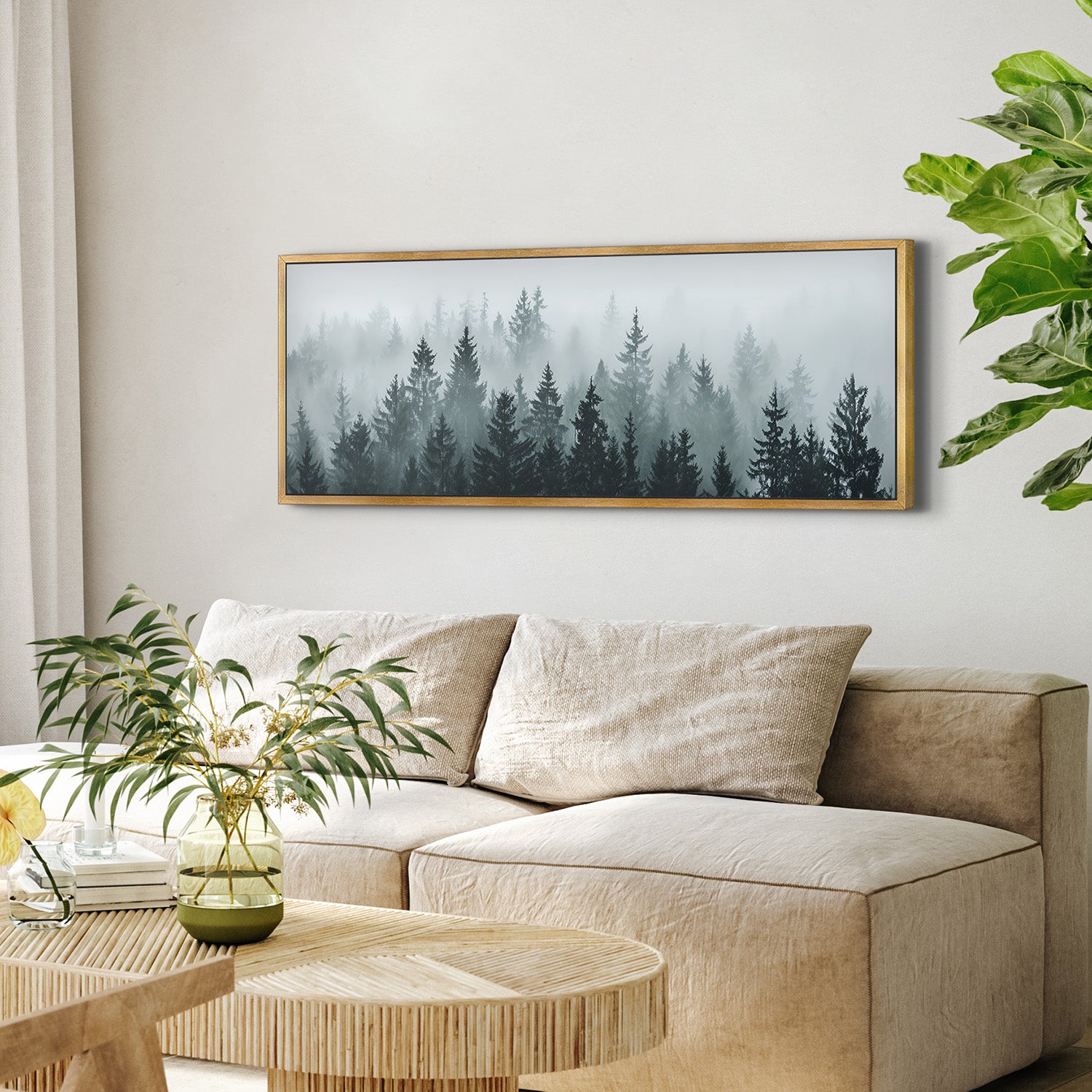 Kunstdruck auf Leinwand, Motiv: Immergrüner Kiefernbaum, für Wohnzimmer