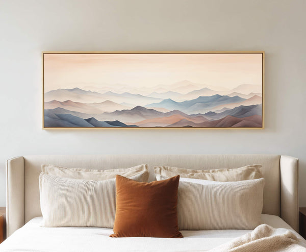 Abstrakte Landschaftsmalerei „Nebelberge“ auf Leinwand