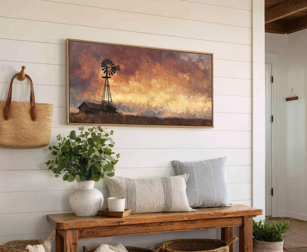Canvas wall art in interior setting.