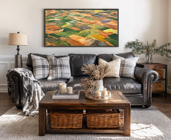 Canvas wall art in interior setting.