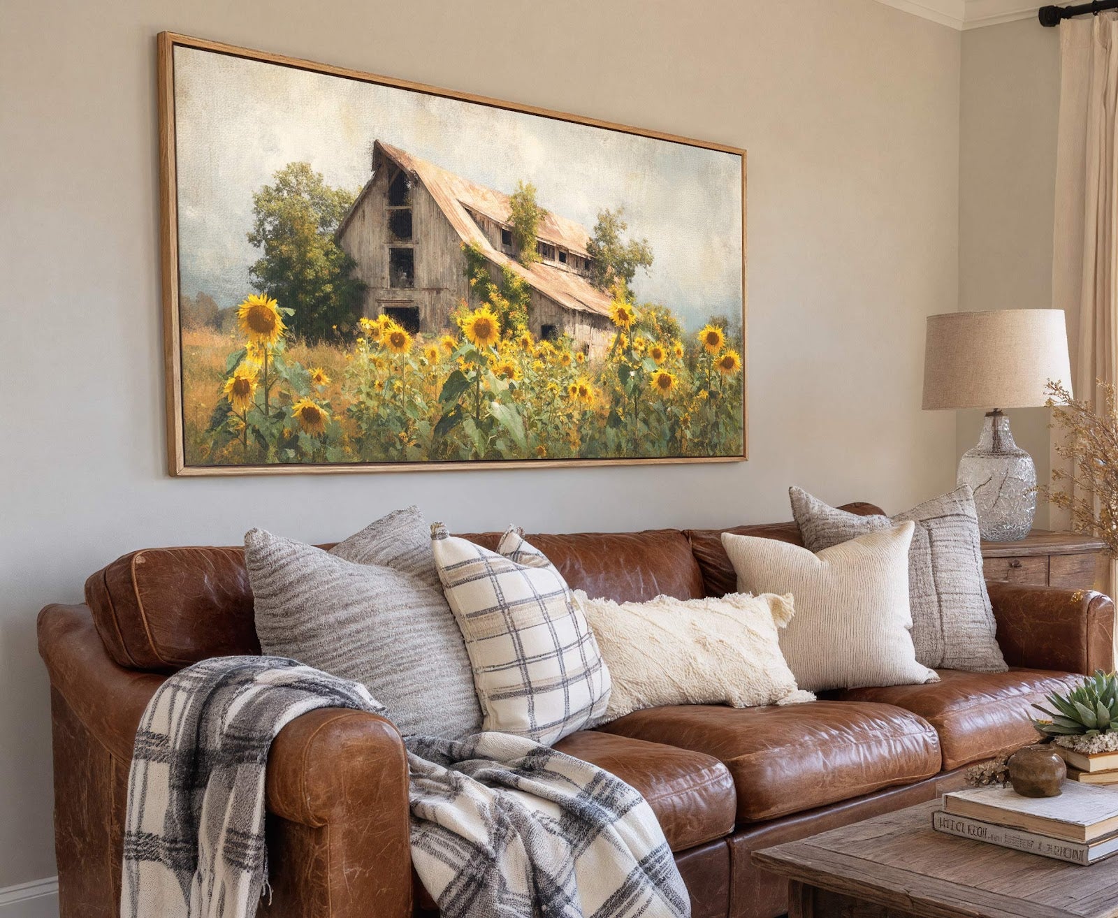 Canvas wall art in interior setting.