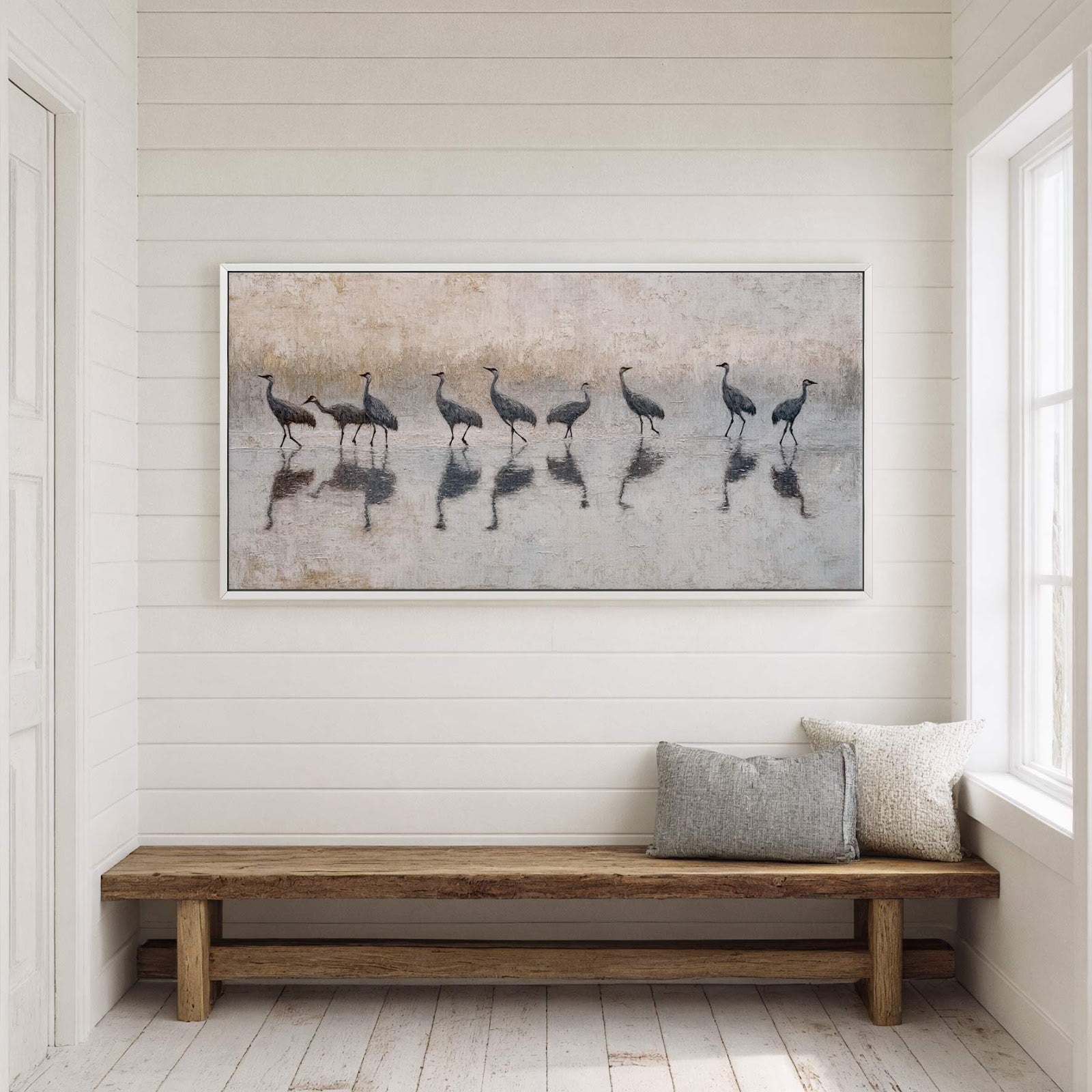 Canvas wall art in interior setting.