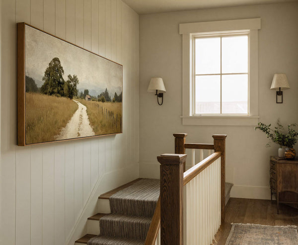 Canvas wall art in interior setting.