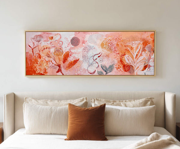 Canvas wall art in interior setting.