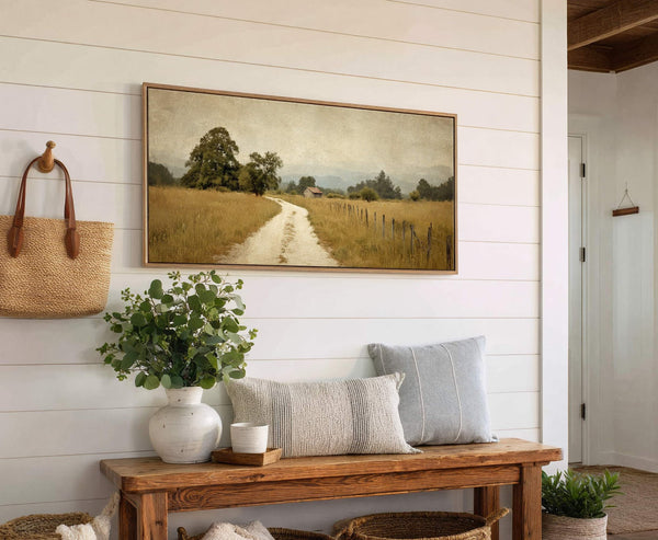 Canvas wall art in interior setting.