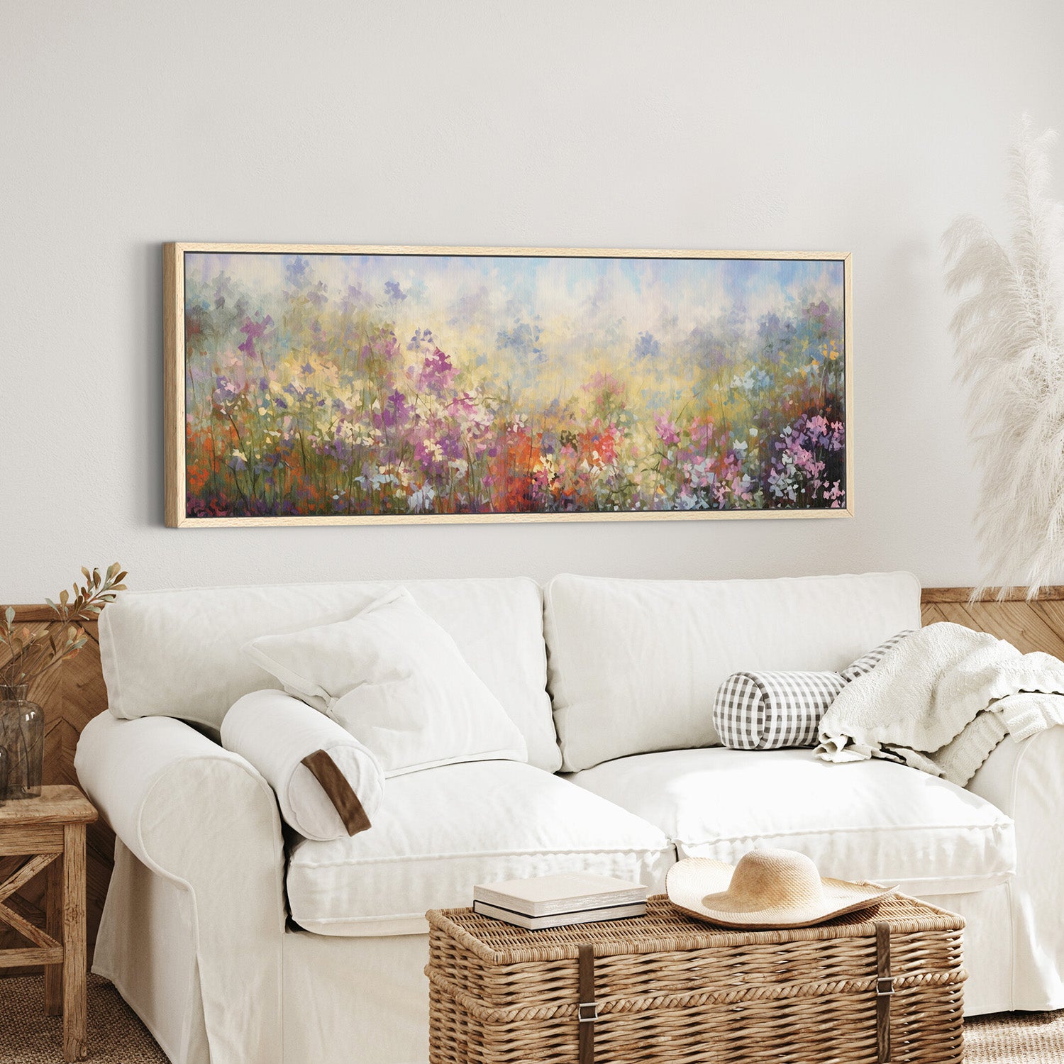 Breiter Kunstdruck auf Leinwand „Blumenwiese“ für das Wohnzimmer