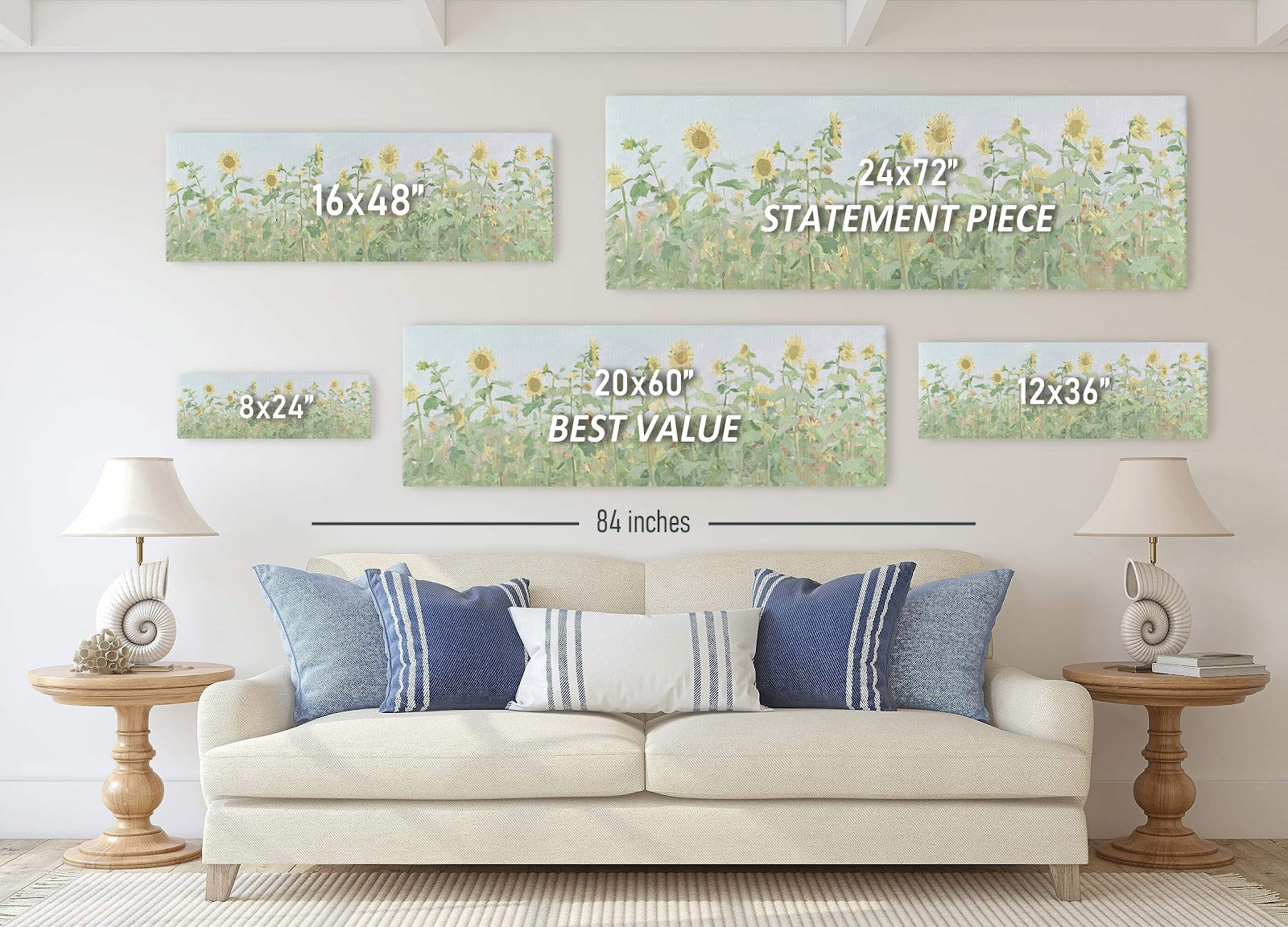 Canvas wall art in interior setting.