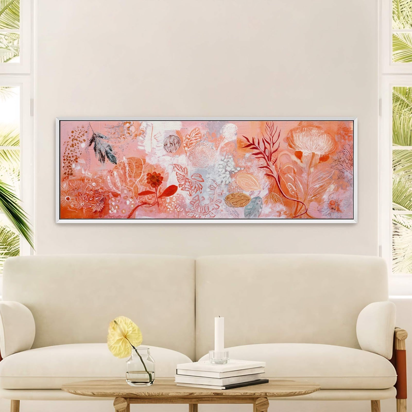 Canvas wall art in interior setting.