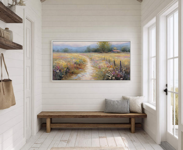 Canvas wall art in interior setting.