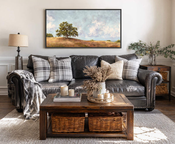 Canvas wall art in interior setting.