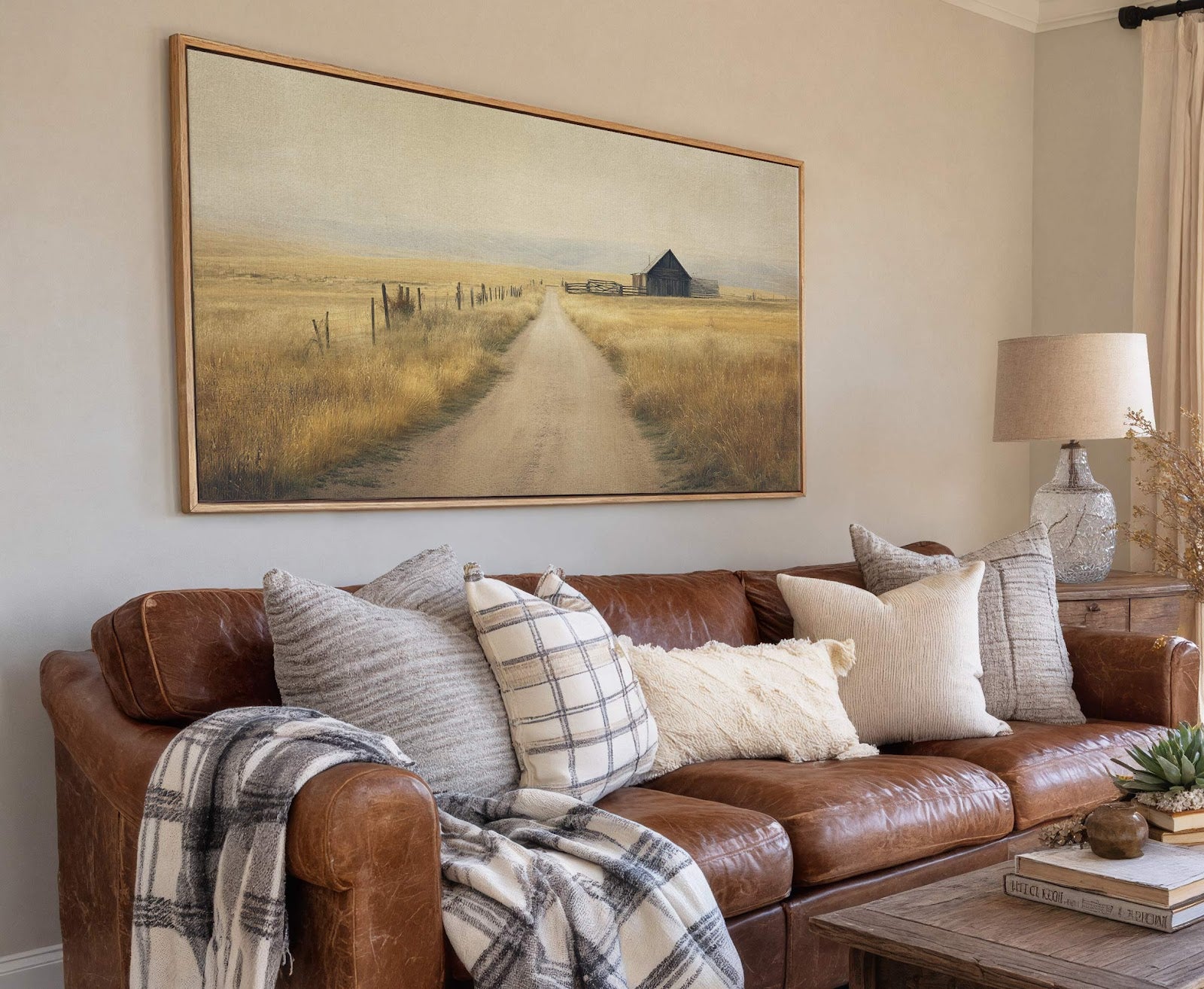 Canvas wall art in interior setting.