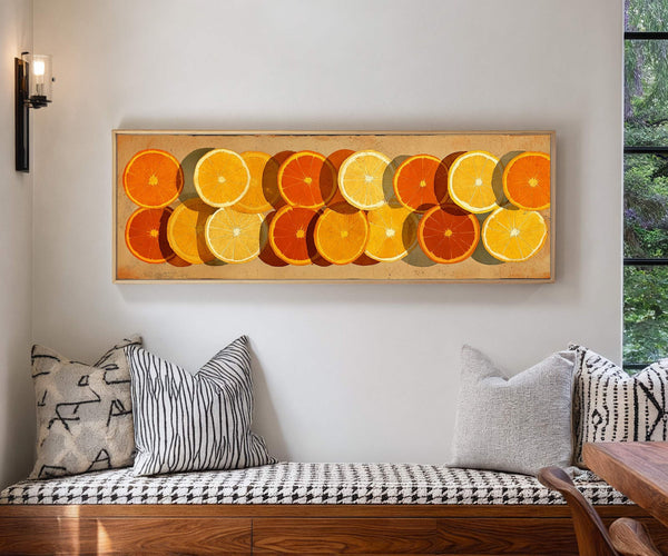 Canvas wall art in interior setting.