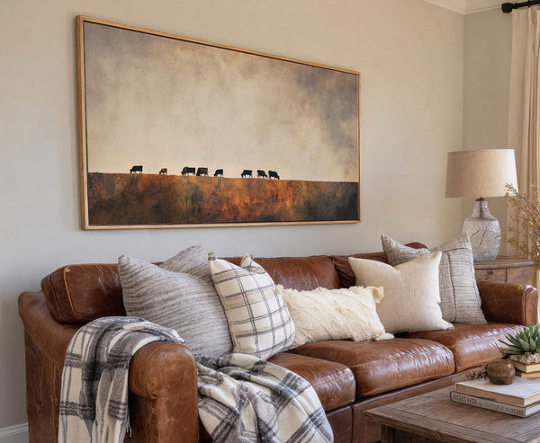 Canvas wall art in interior setting.