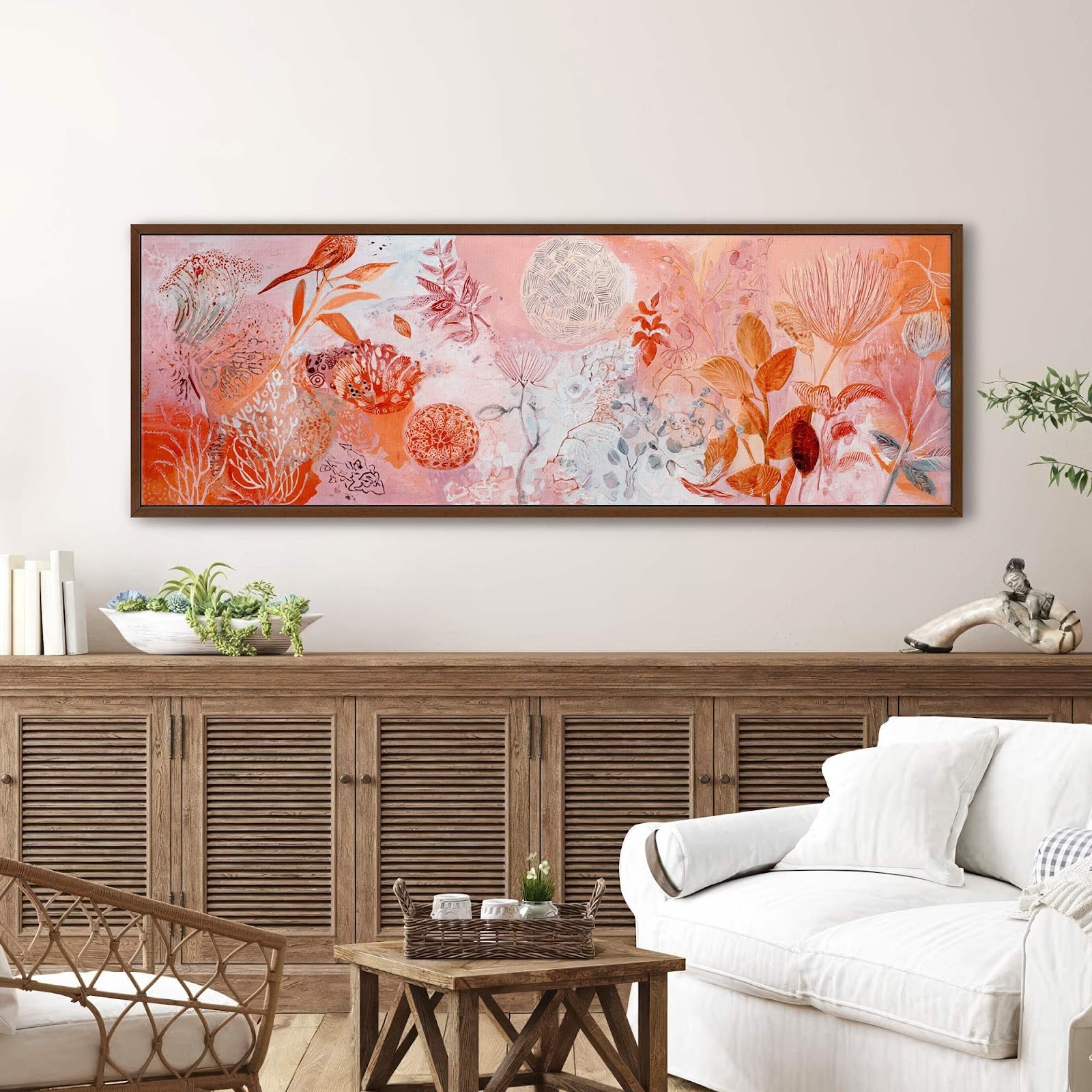 Canvas wall art in interior setting.