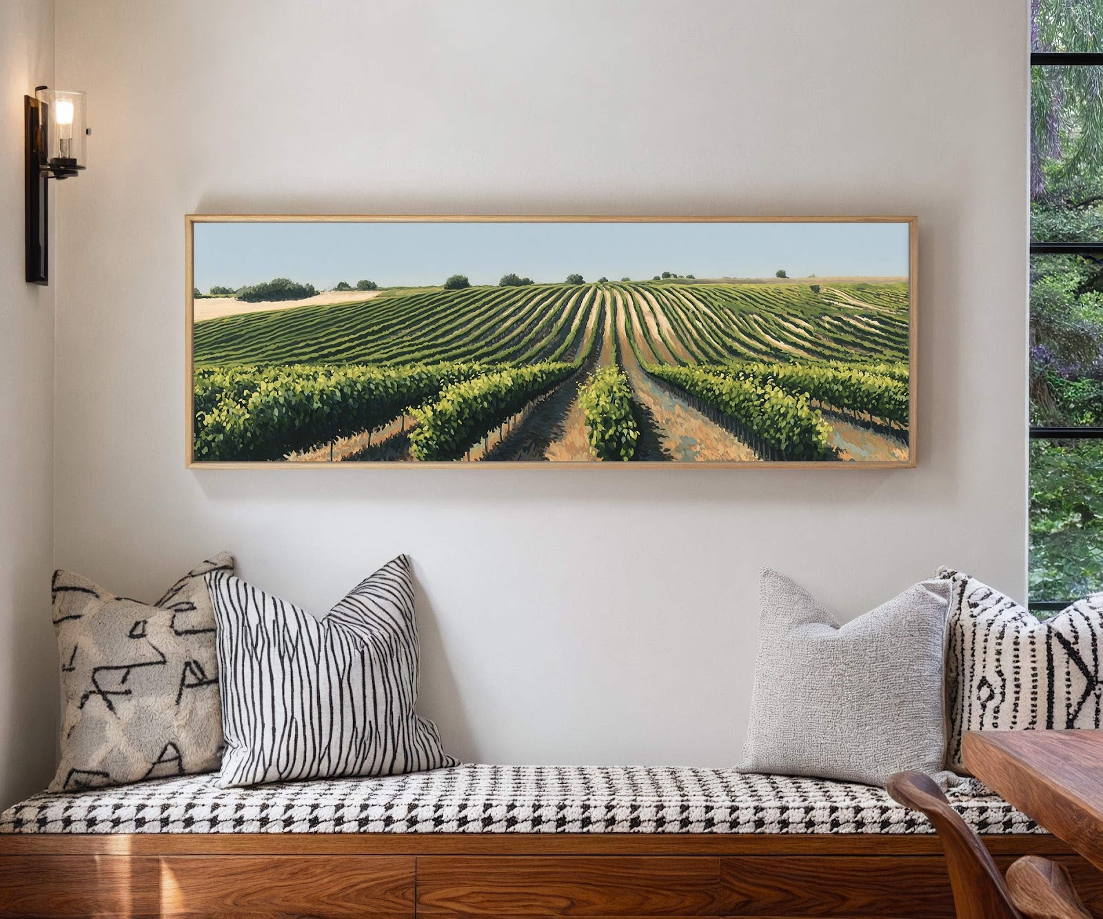 Canvas wall art in interior setting.