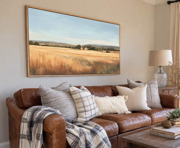 Canvas wall art in interior setting.