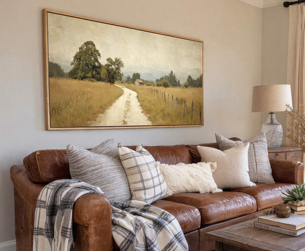 Canvas wall art in interior setting.