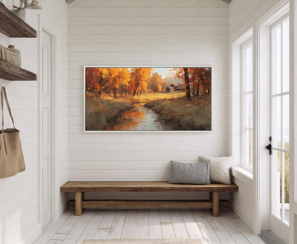 Canvas wall art in interior setting.