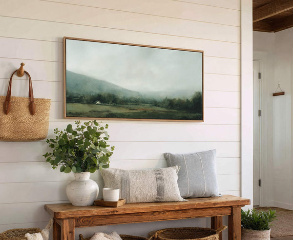 Canvas wall art in interior setting.