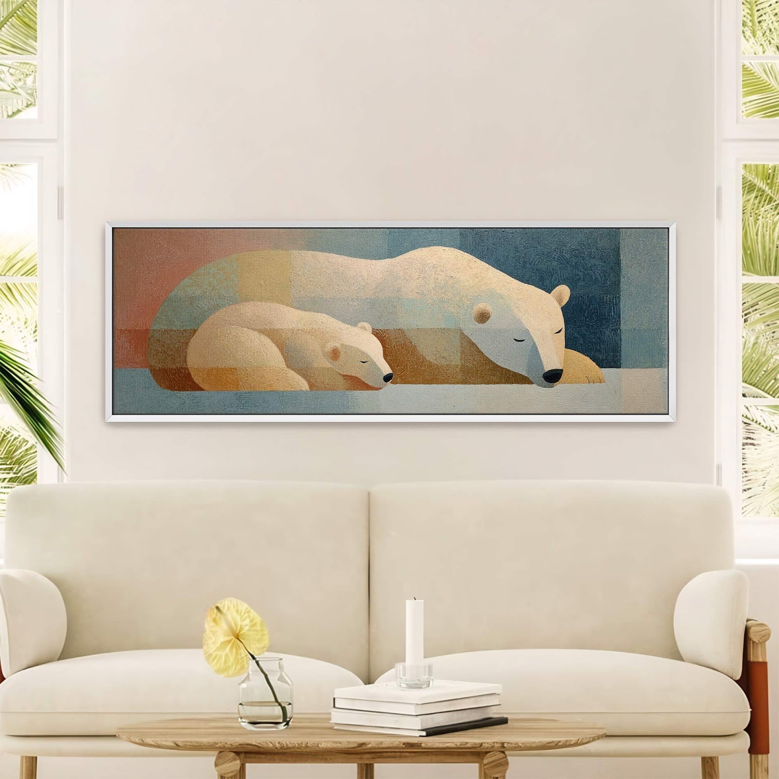 Canvas wall art in interior setting.