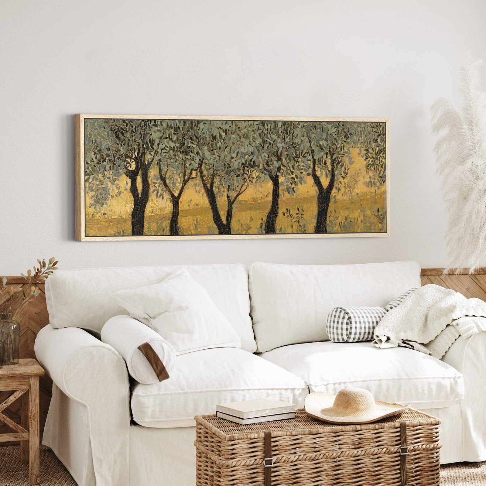 Canvas wall art in interior setting.