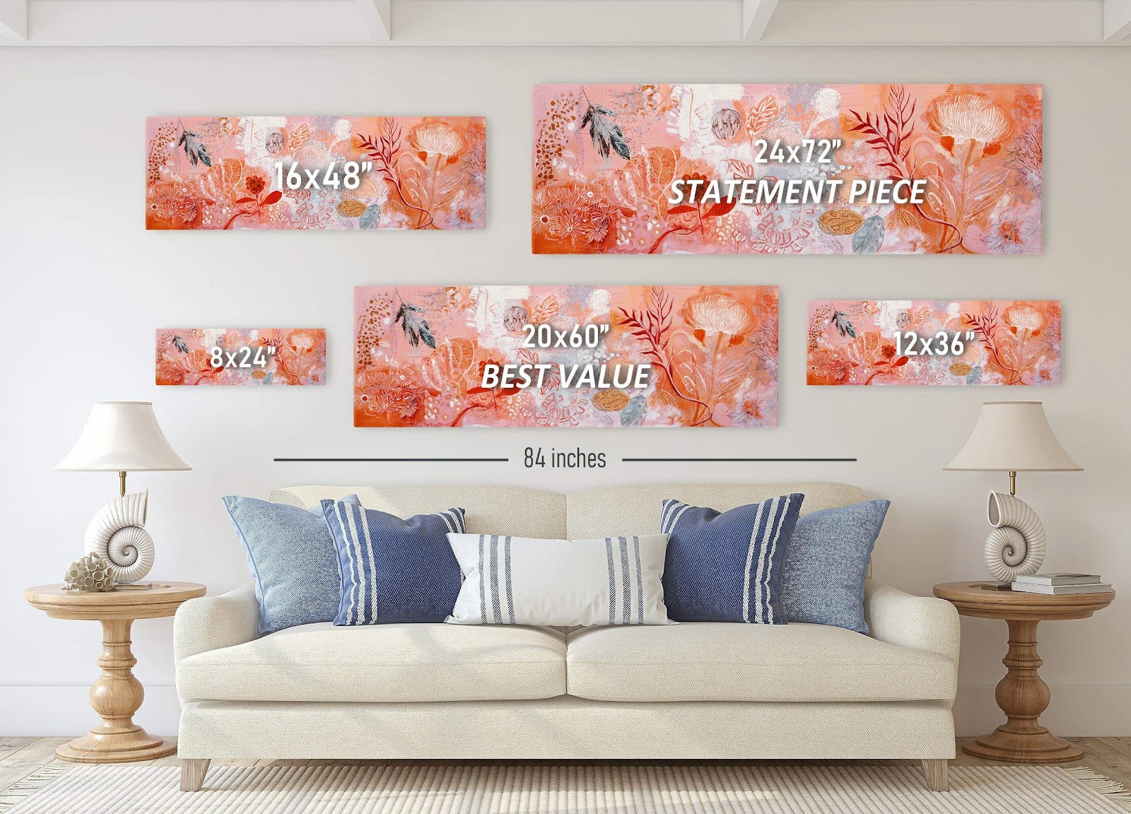Canvas wall art in interior setting.