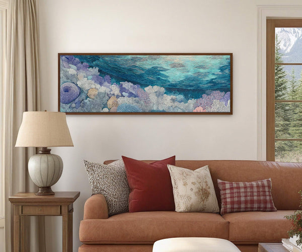 Canvas wall art in interior setting.