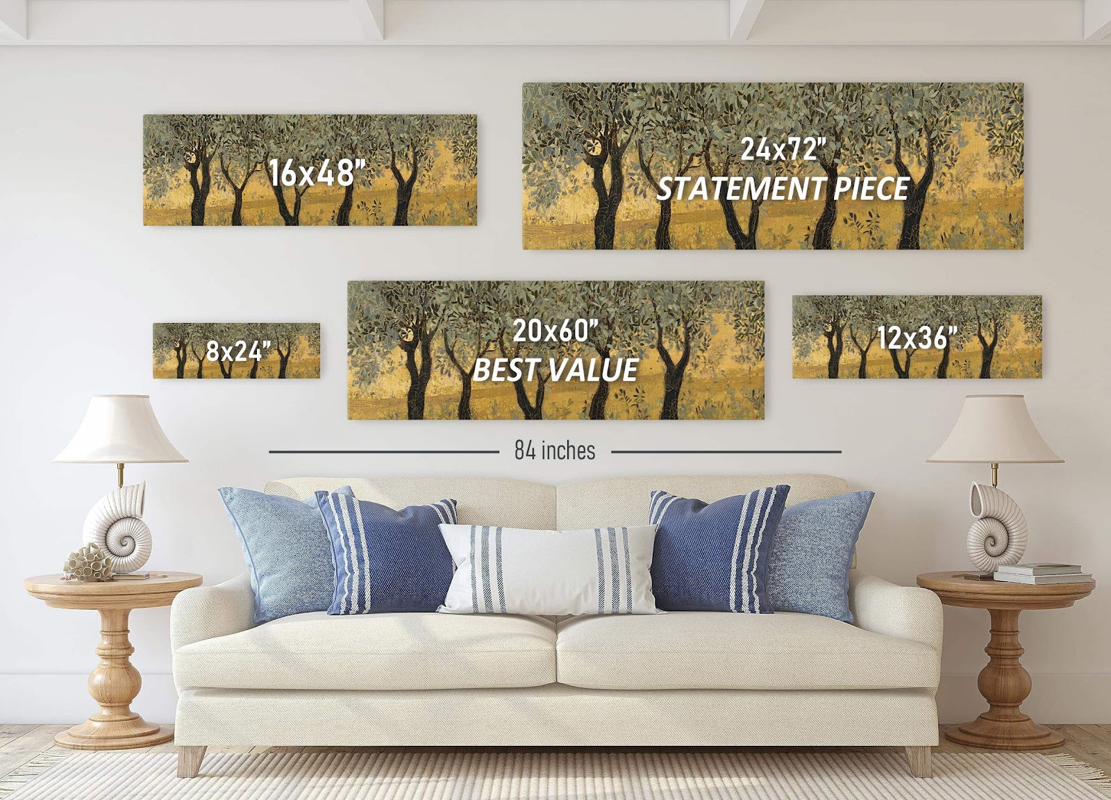 Canvas wall art in interior setting.