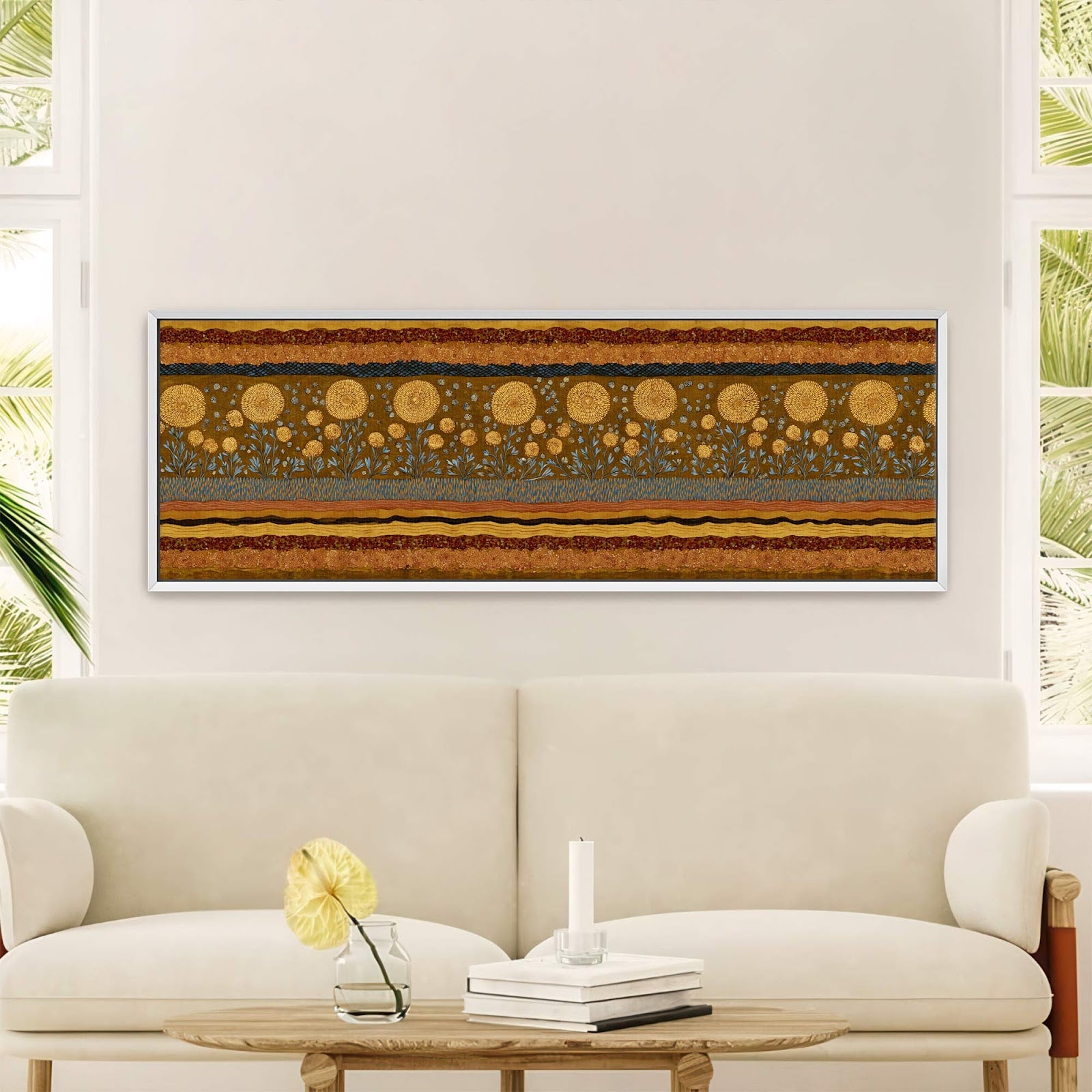 Canvas wall art in interior setting.