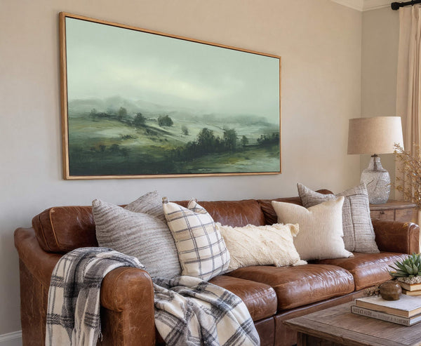 Canvas wall art in interior setting.